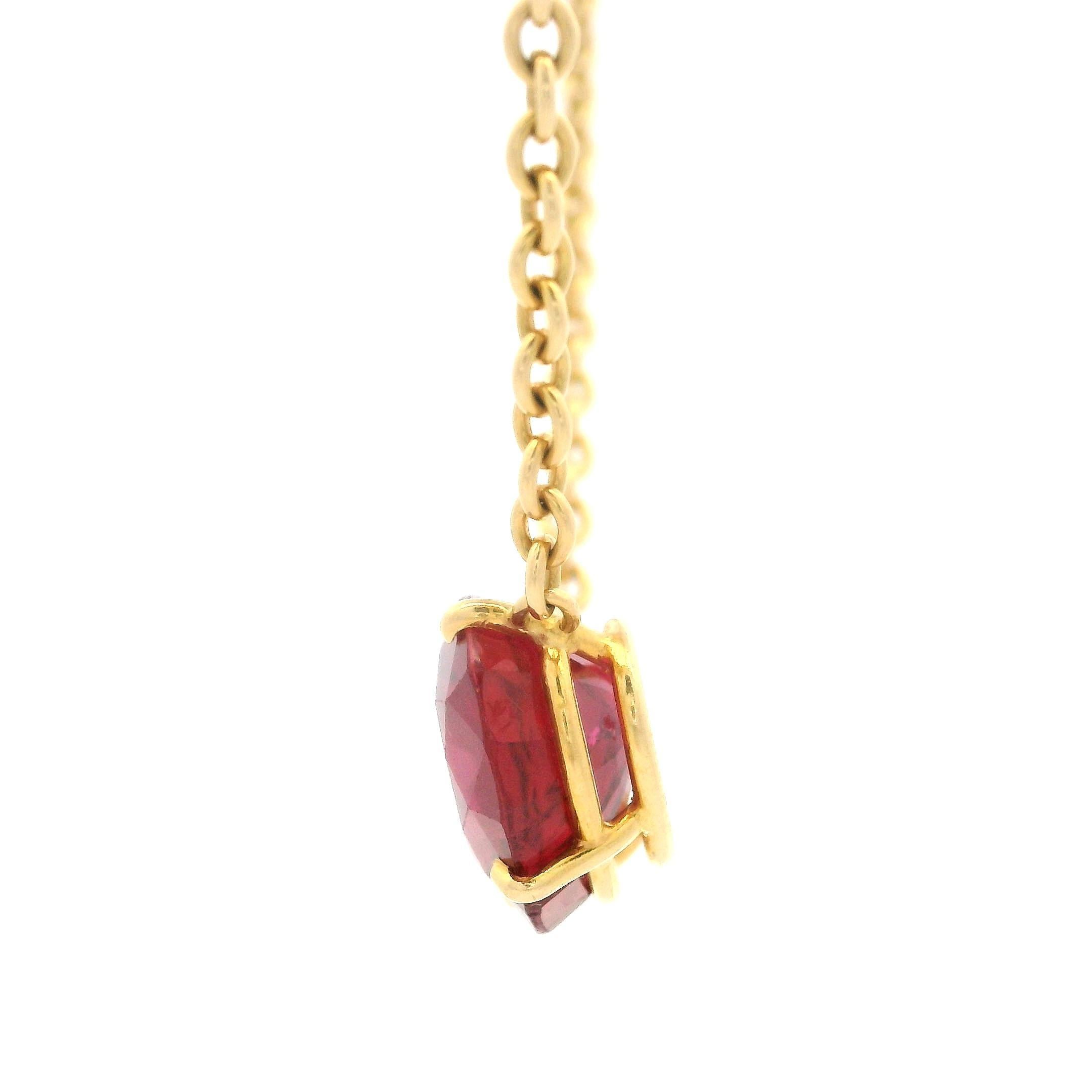 Vintage 18k Gold 3.75ctw GIA Heart Ruby Solitaire Pendant 15