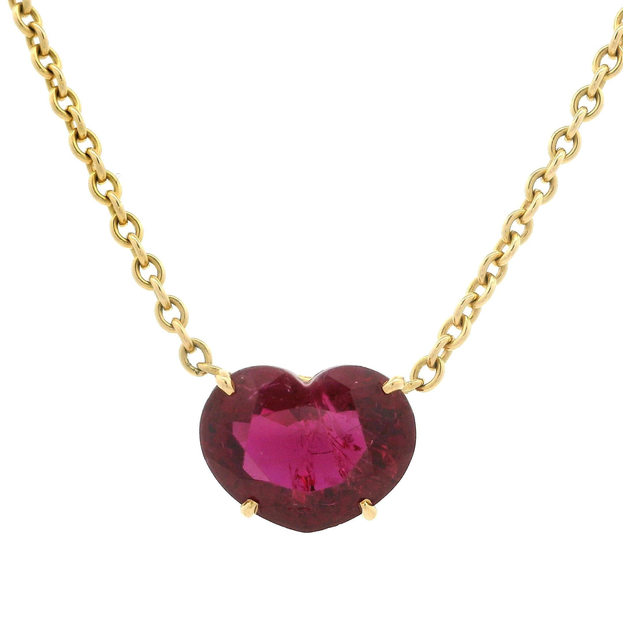Vintage 18k Gold 3.75ctw GIA Heart Ruby Solitaire Pendant 15