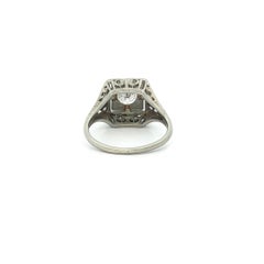 Vintage 18k Gold .45ct Round Diamond Squared Solitaire Filigree Work Ring