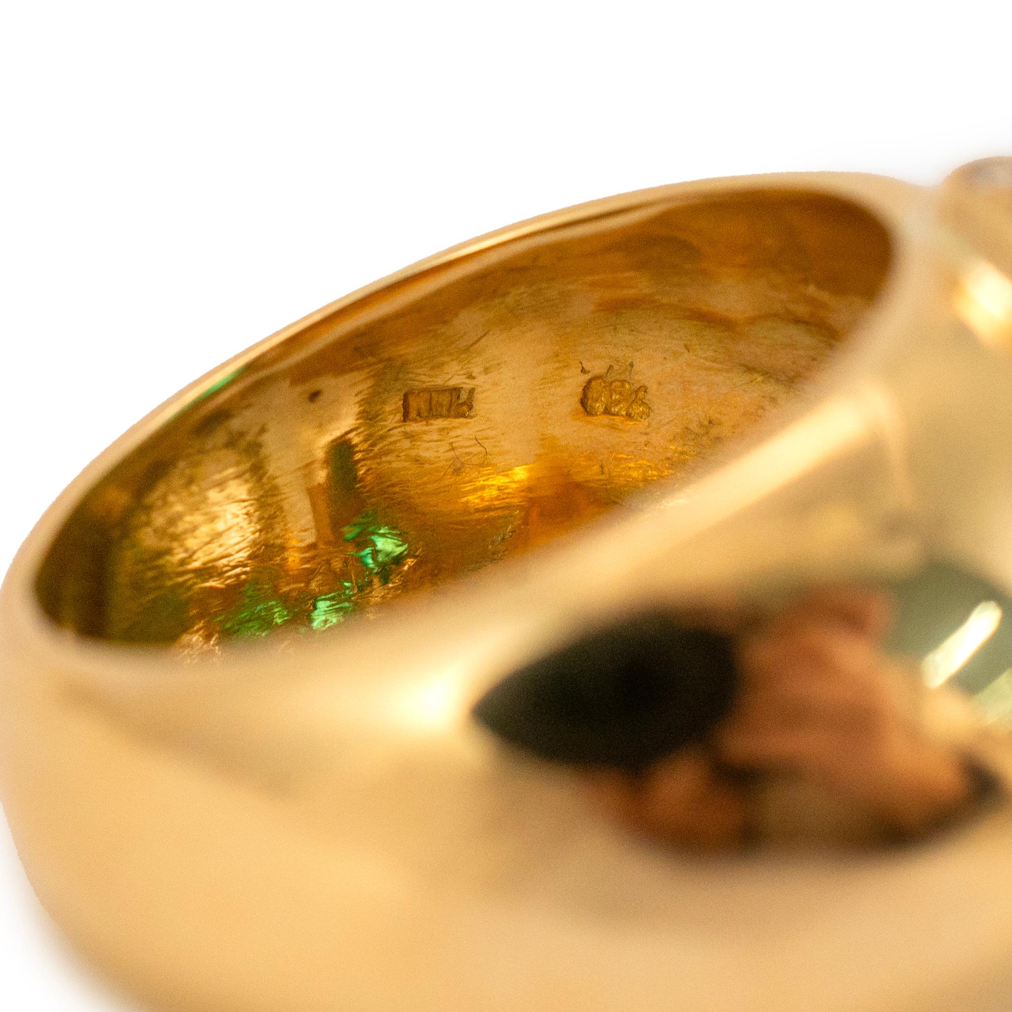 Vintage 18K Gold 5.83ct Sugarloaf Cabochon Grüner Smaragd Diamant Cocktail Ring im Angebot 1