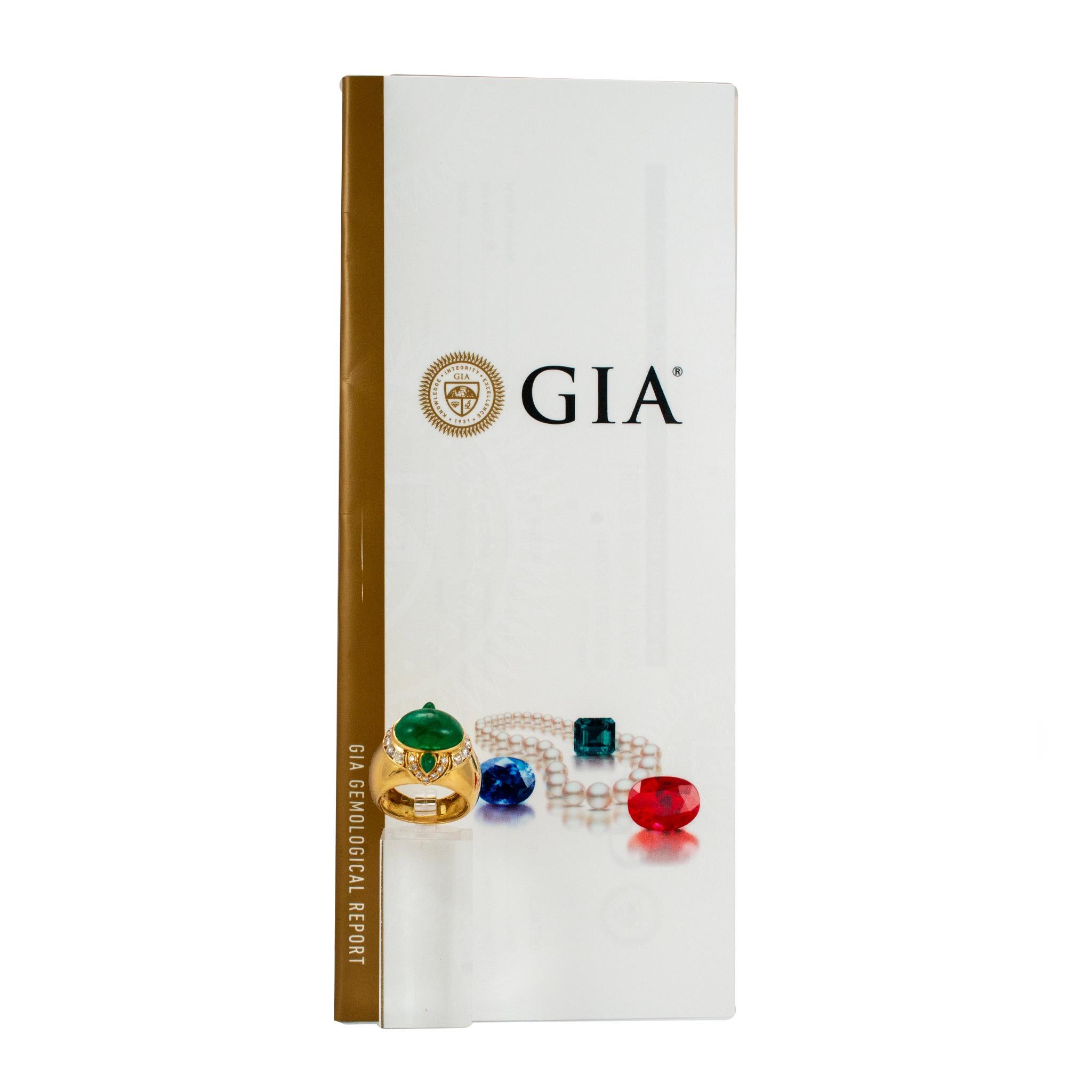 Vintage 18K Gold 5.83ct Sugarloaf Cabochon Grüner Smaragd Diamant Cocktail Ring im Angebot 3