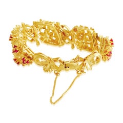 Vintage 18K Gold 7 CARAT Burma Ruby Diamond Bracelet