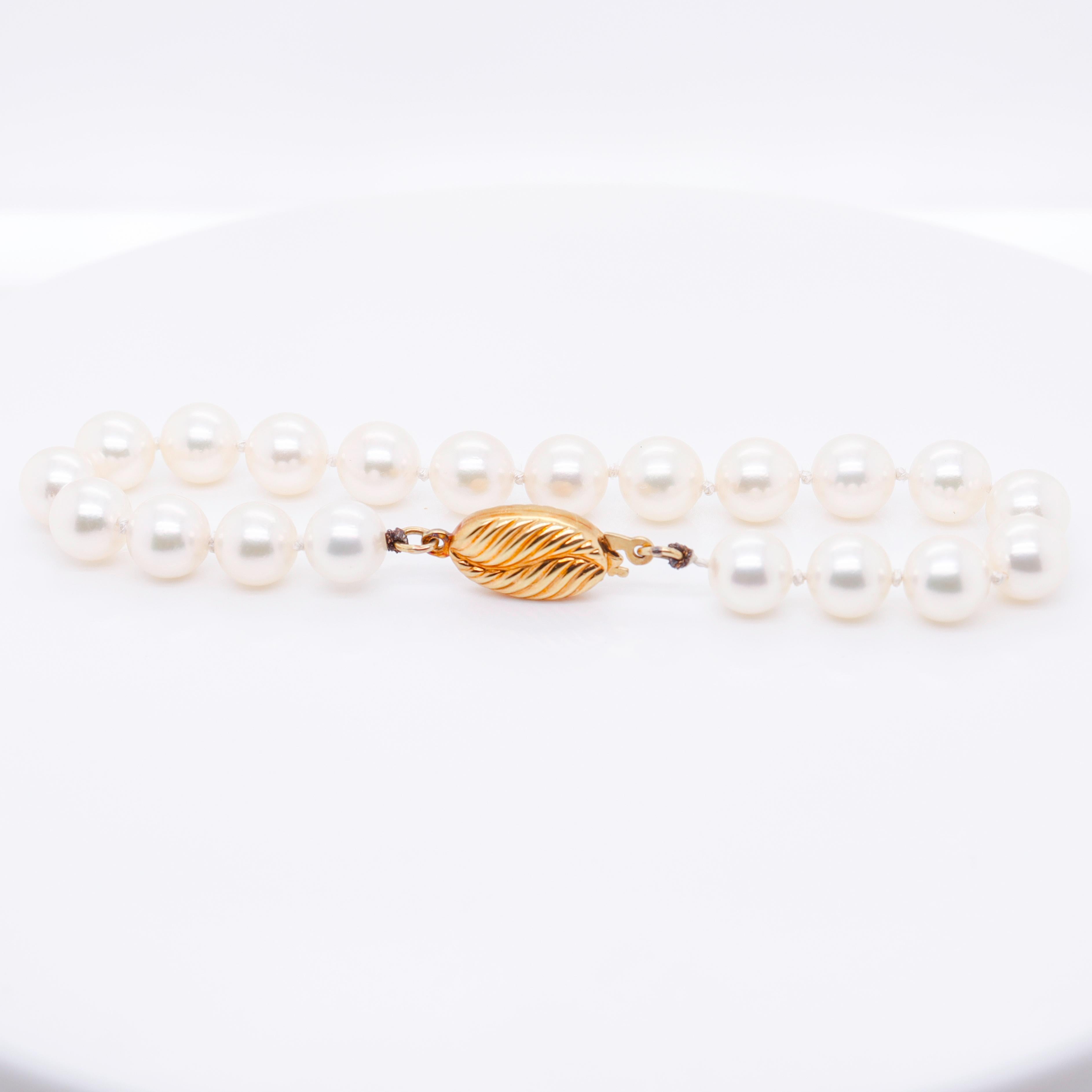 Vintage 18k Gold & Cultured Pearl Single Strand Bracelet For Sale 6