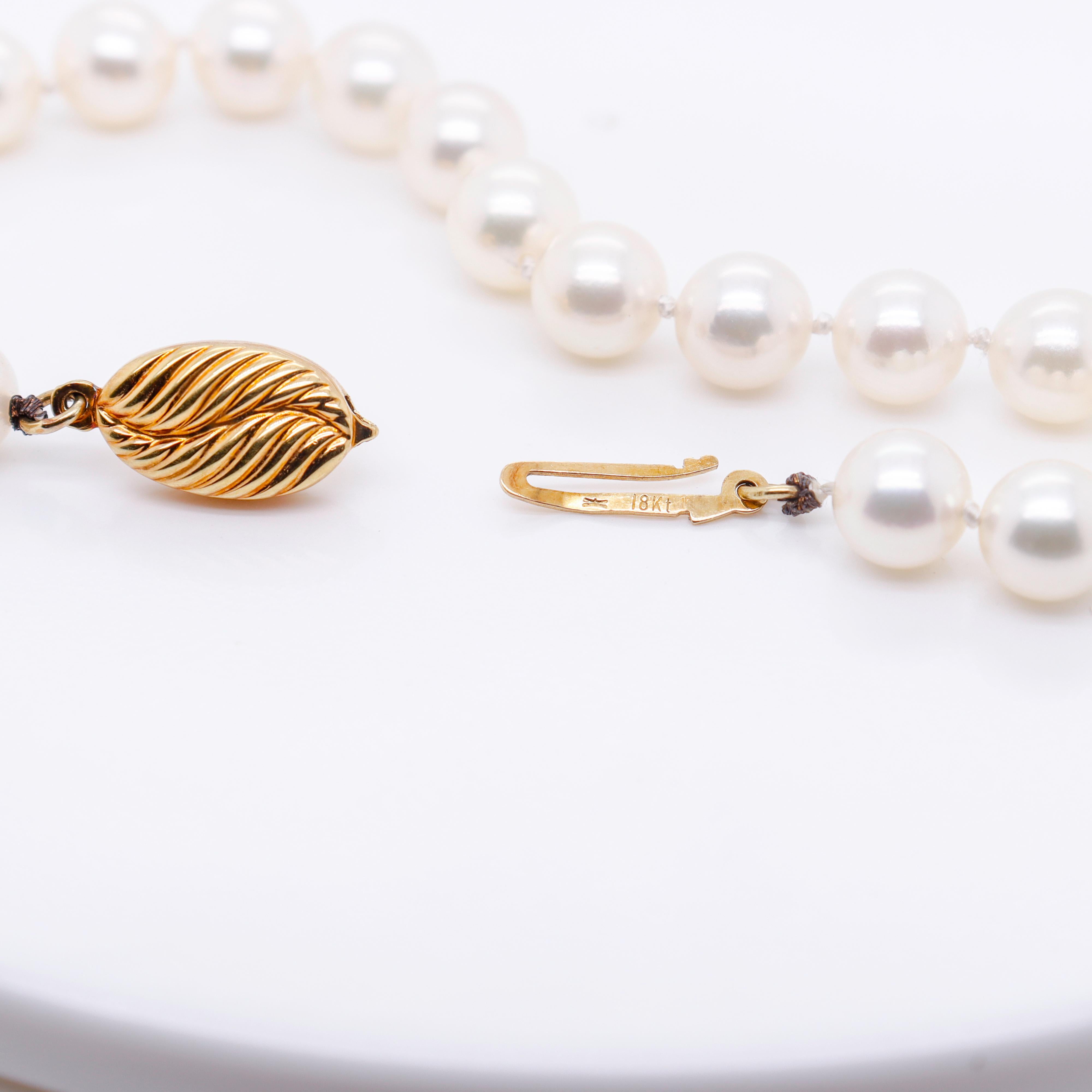 Vintage 18k Gold & Cultured Pearl Single Strand Bracelet For Sale 10