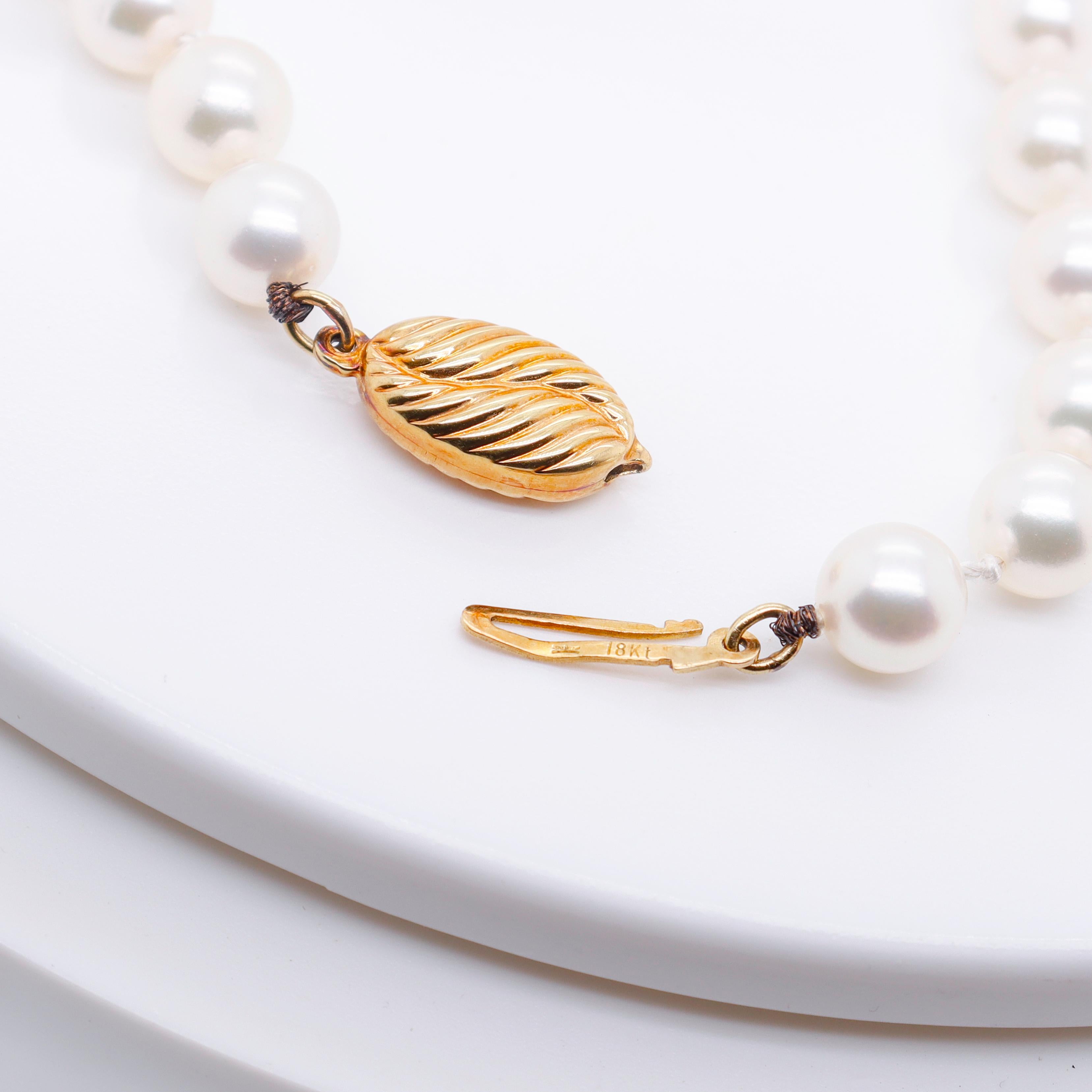 Vintage 18k Gold & Cultured Pearl Single Strand Bracelet For Sale 11