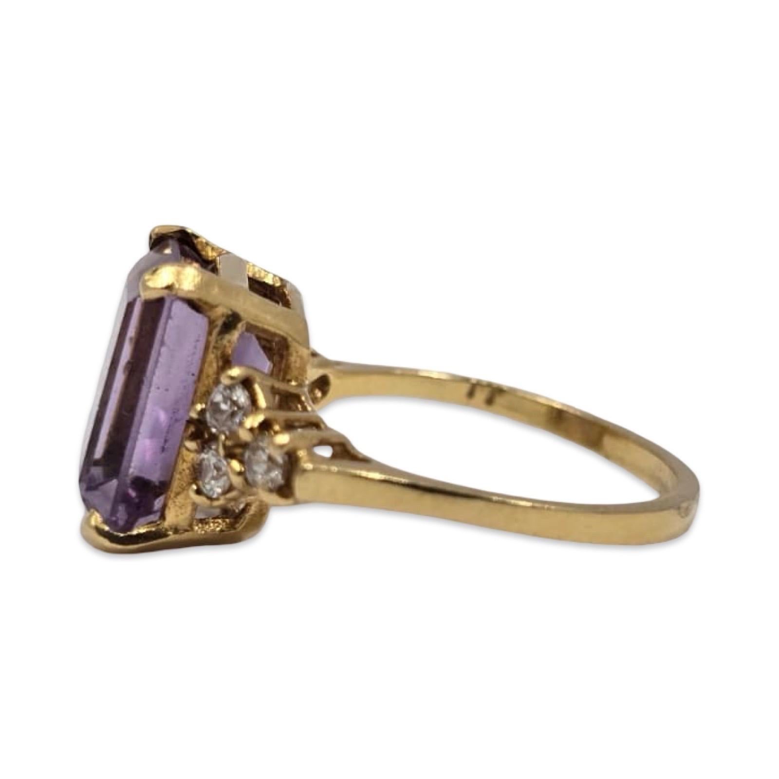 Anello d'epoca in oro 18 carati con ametista e quarzo, Eleganza Art Déco in vendita 5