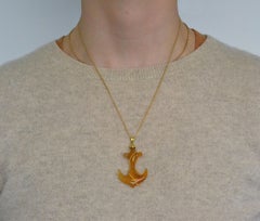 Vintage 18k Gold Agate Anchor Pendant Limited Edition