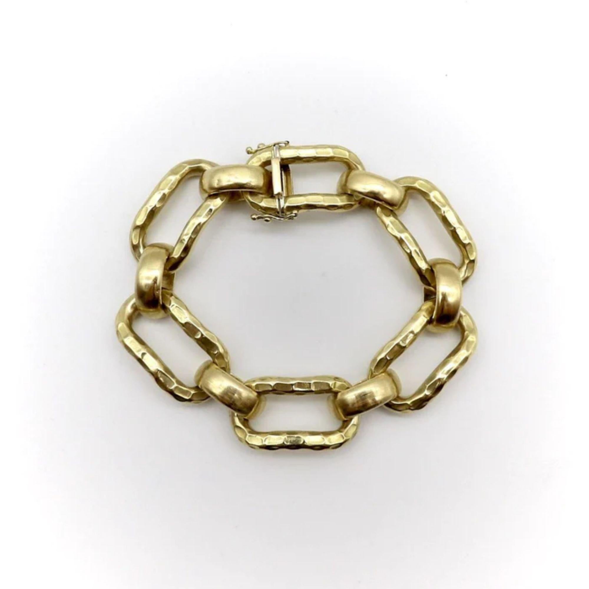 Moderne Vintage 18K Gold Alternating Link Italian Bracelet en vente