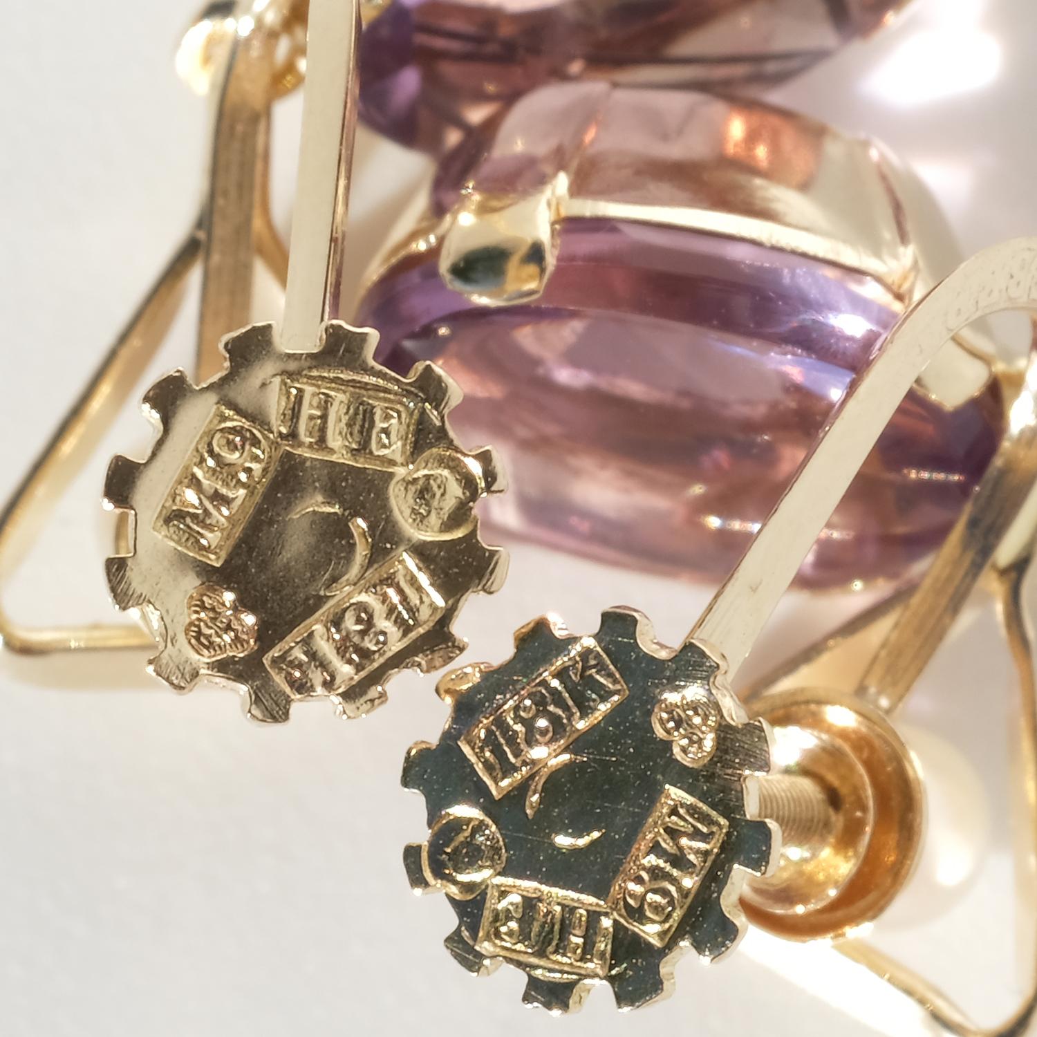 Orecchini d'epoca in oro 18 carati, ametista e perle di Ateljé Stigbert, 1962 in vendita 1