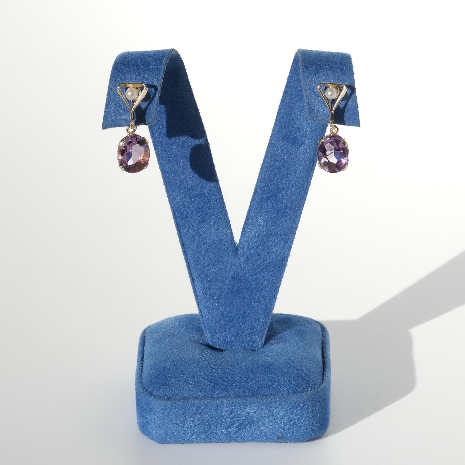 Orecchini d'epoca in oro 18 carati, ametista e perle di Ateljé Stigbert, 1962 in vendita 3