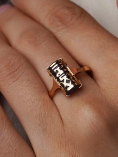 Vintage 18k Gold Amethyst Vanuatu Tabou Protection Ring Tribal Oceania Melanesia
