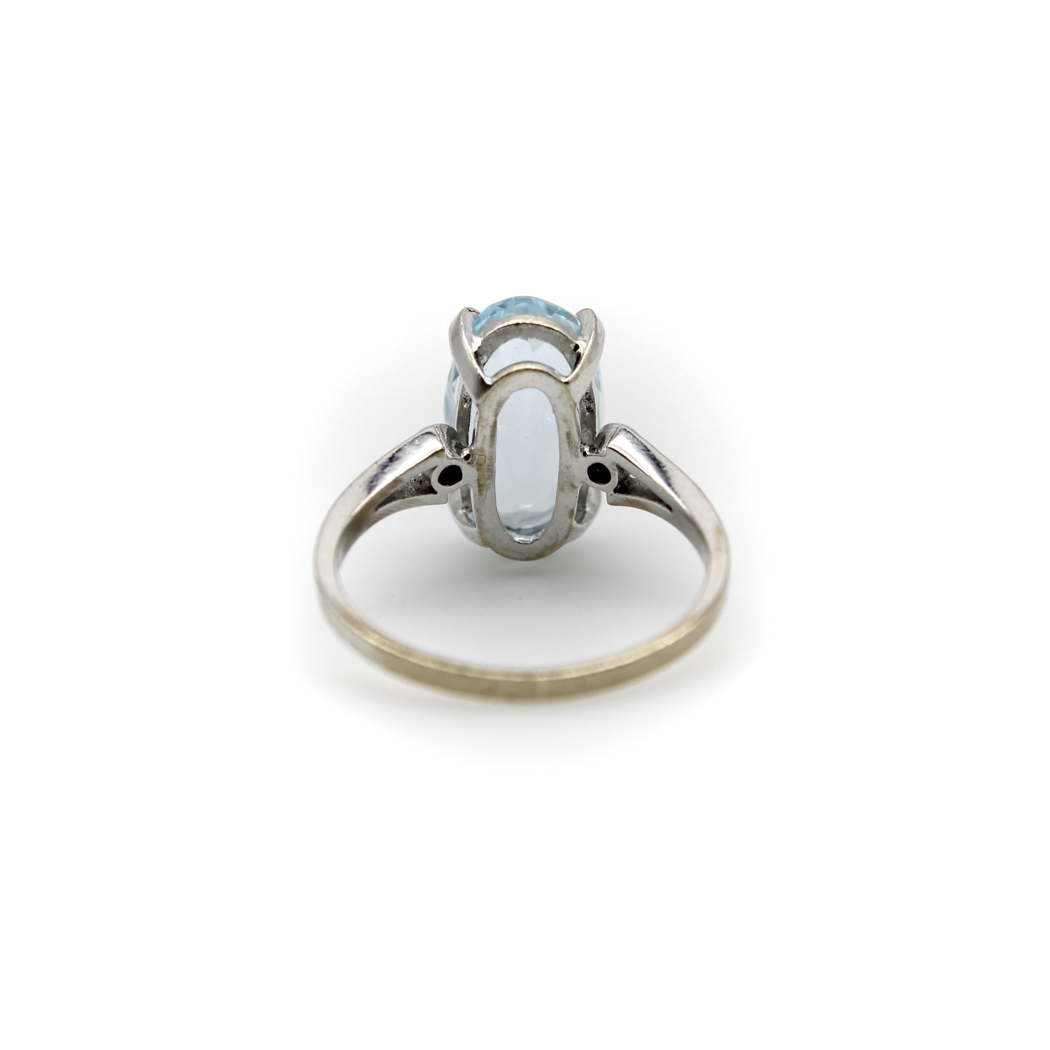 Vintage 18K Gold Amsterdam SAUER Aquamarin Ring im Zustand „Gut“ im Angebot in Venice, CA