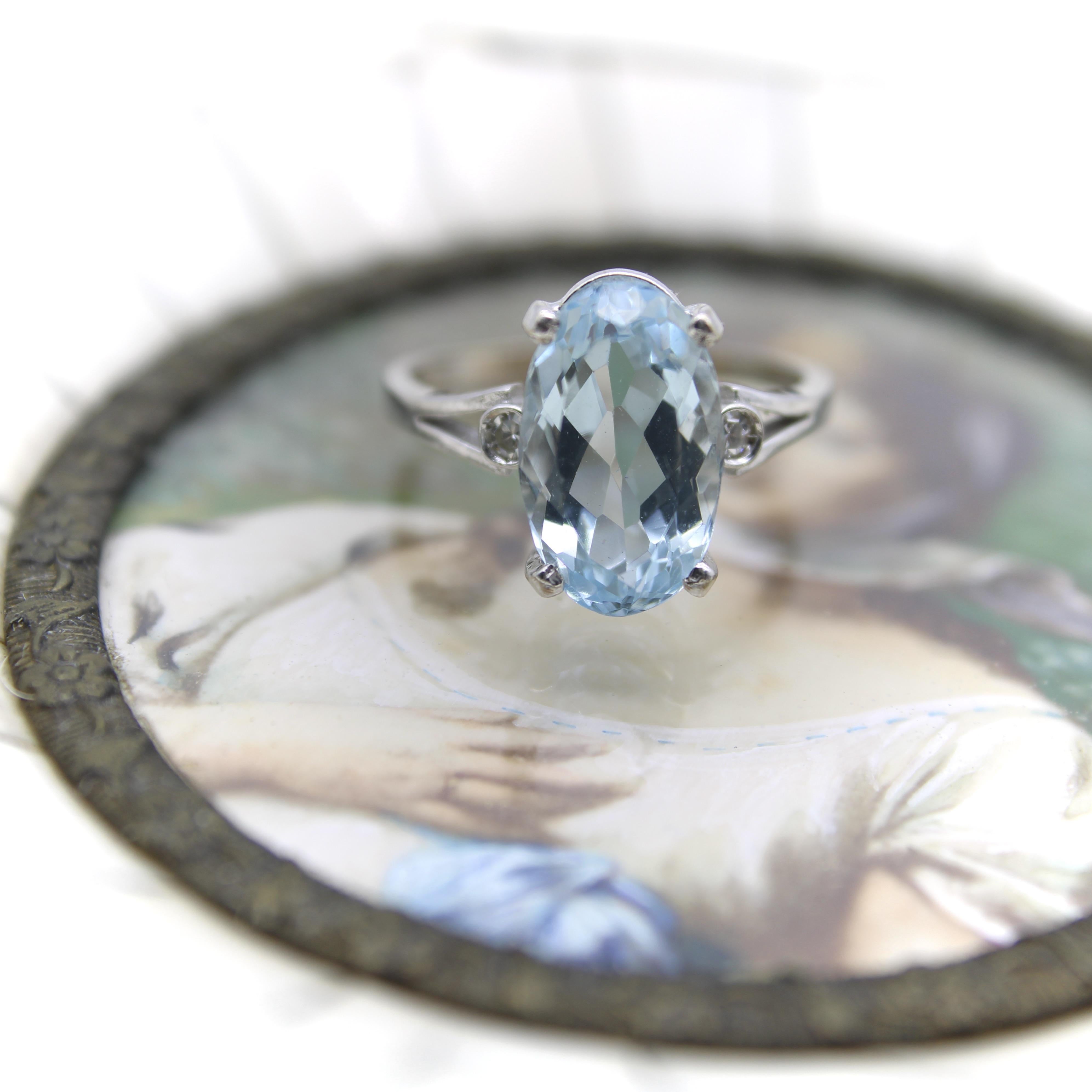 Vintage 18K Gold Amsterdam SAUER Aquamarin Ring im Angebot 2