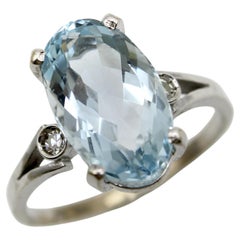 Vintage 18K Gold Amsterdam SAUER Aquamarine Ring