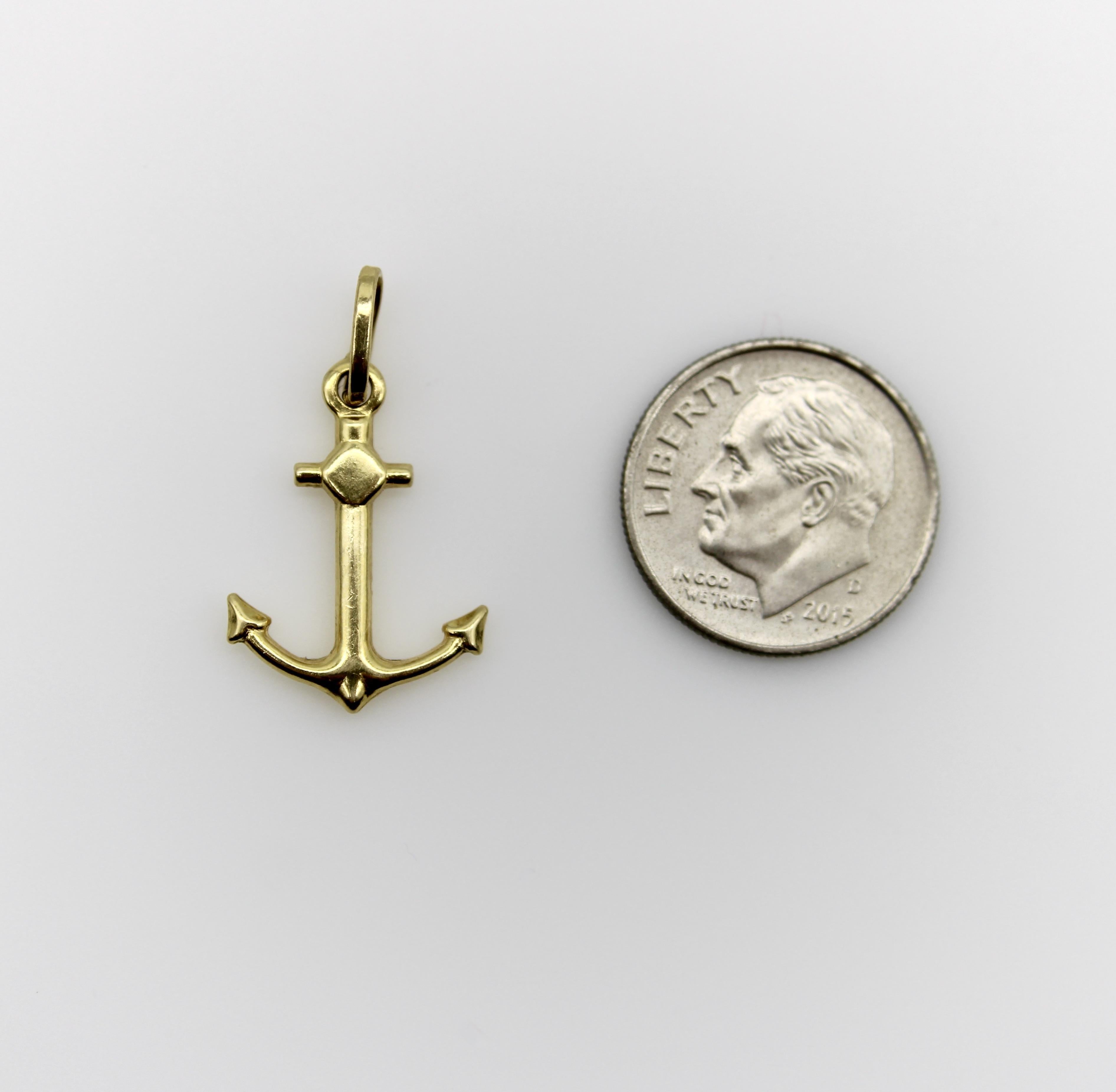 Pendentif / breloque d'ancre en or 18K vintage en vente 1