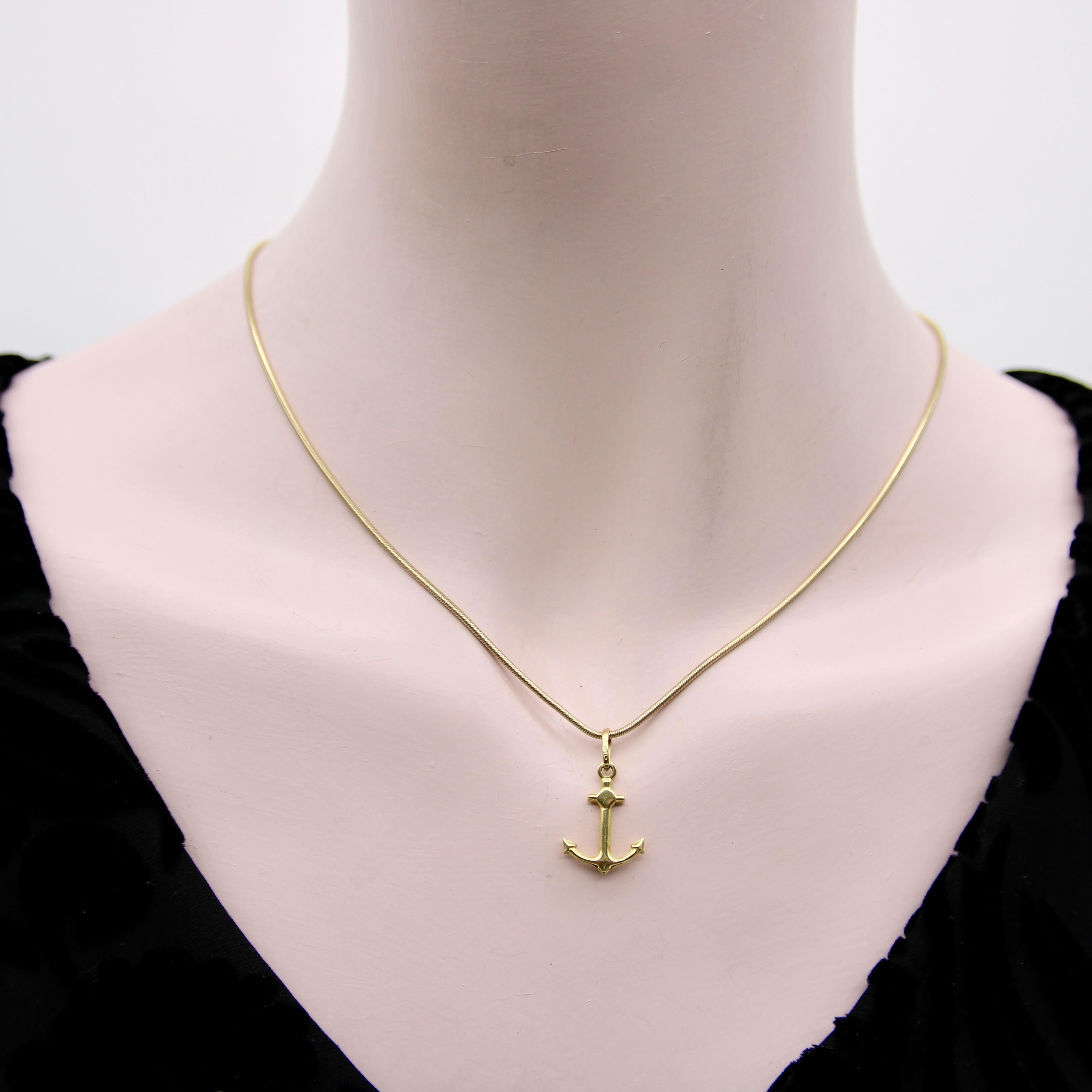 Pendentif / breloque d'ancre en or 18K vintage en vente 3