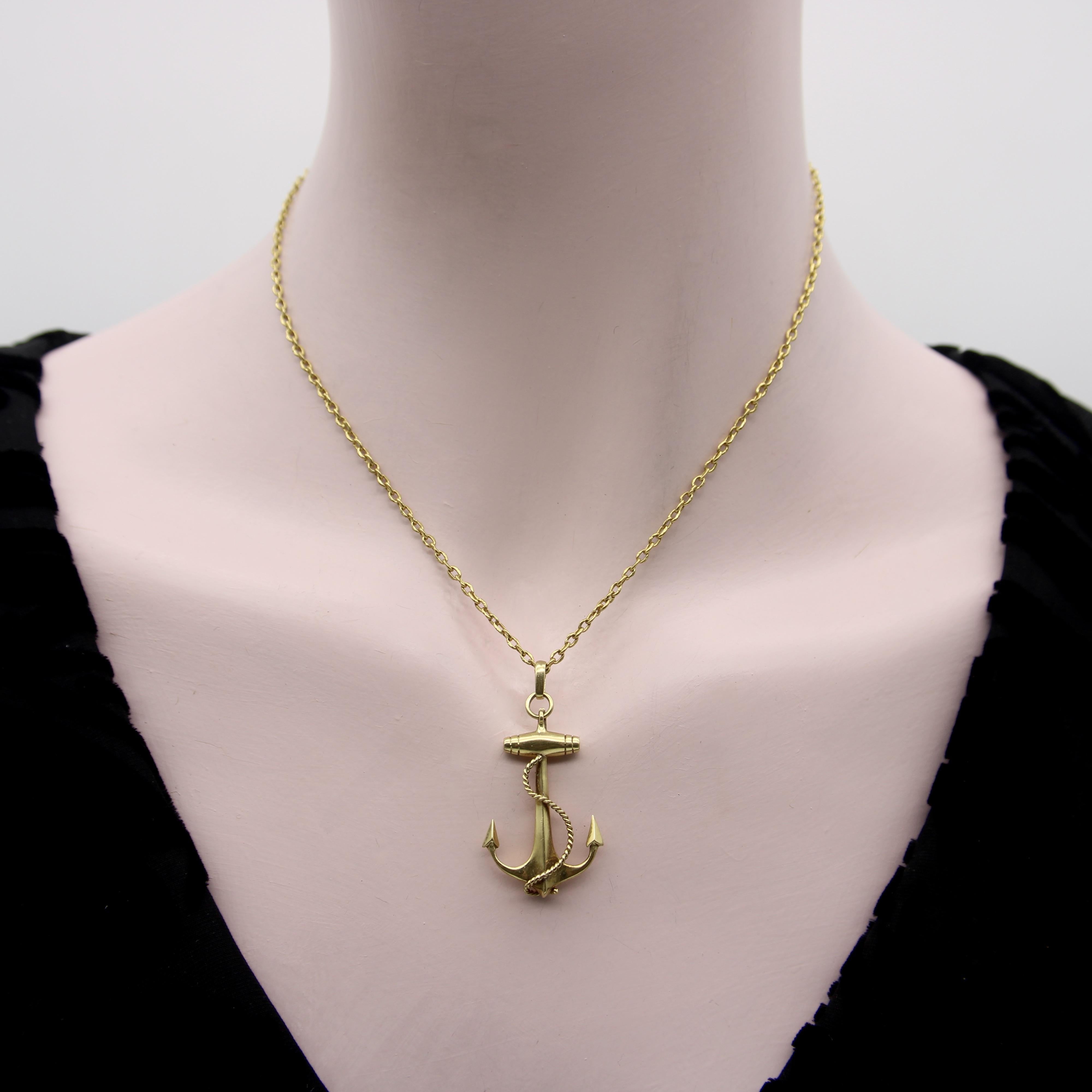 Pendentif ancre vintage en or 18K en vente 2