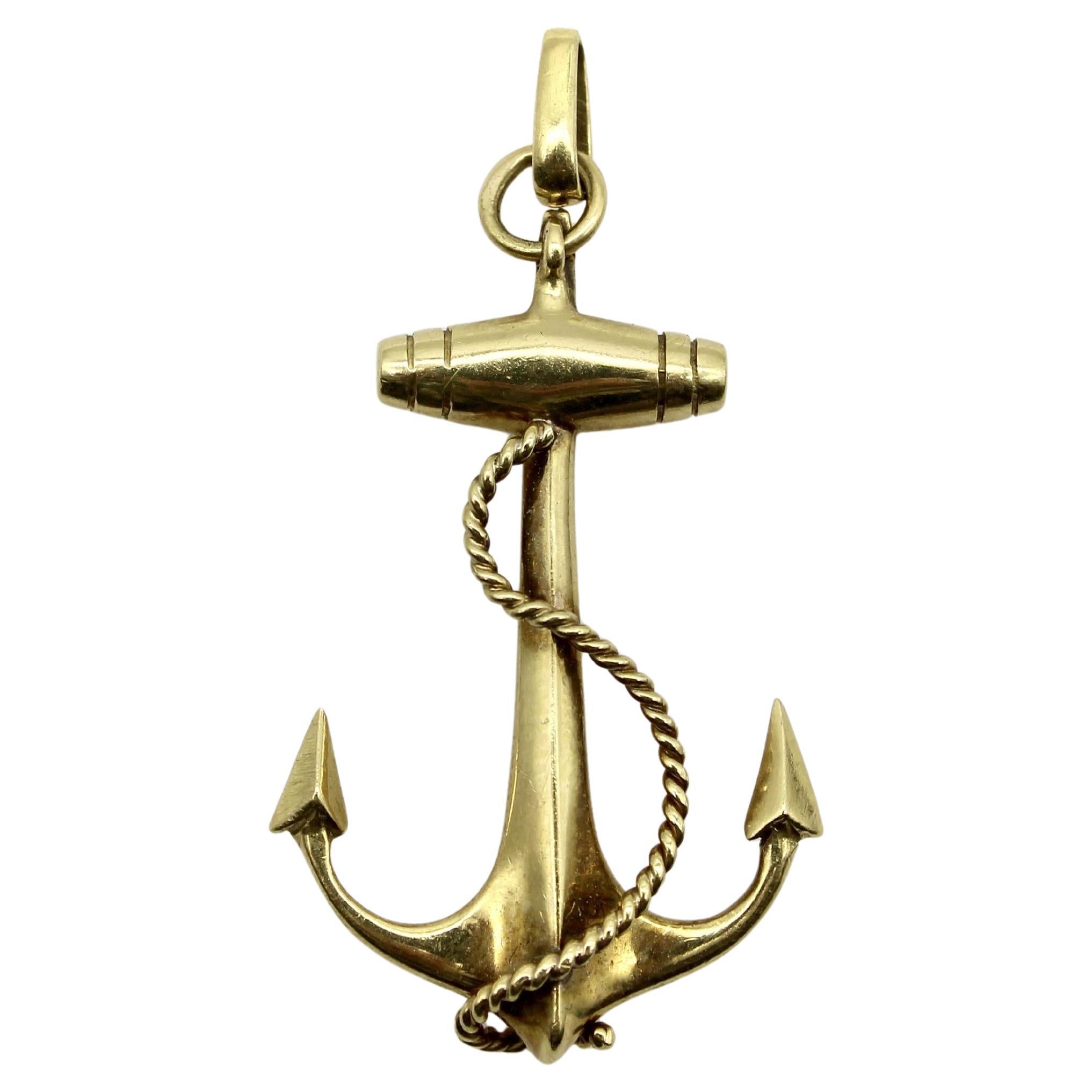 Vintage 18K Gold Anchor Pendant
