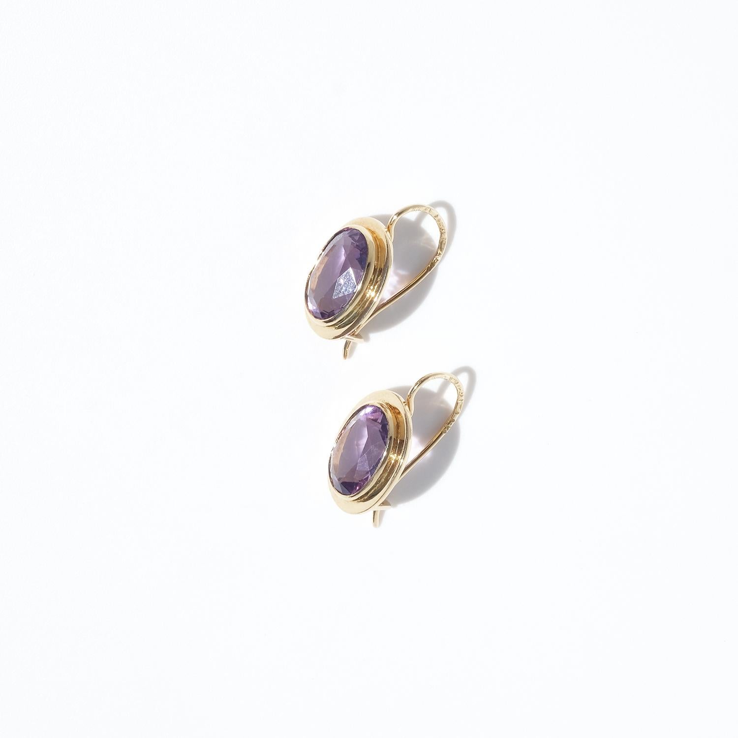 Vintage 18K Gold and Amethyst Earrings by Alexander Tillander Made 1955 For Sale 2
