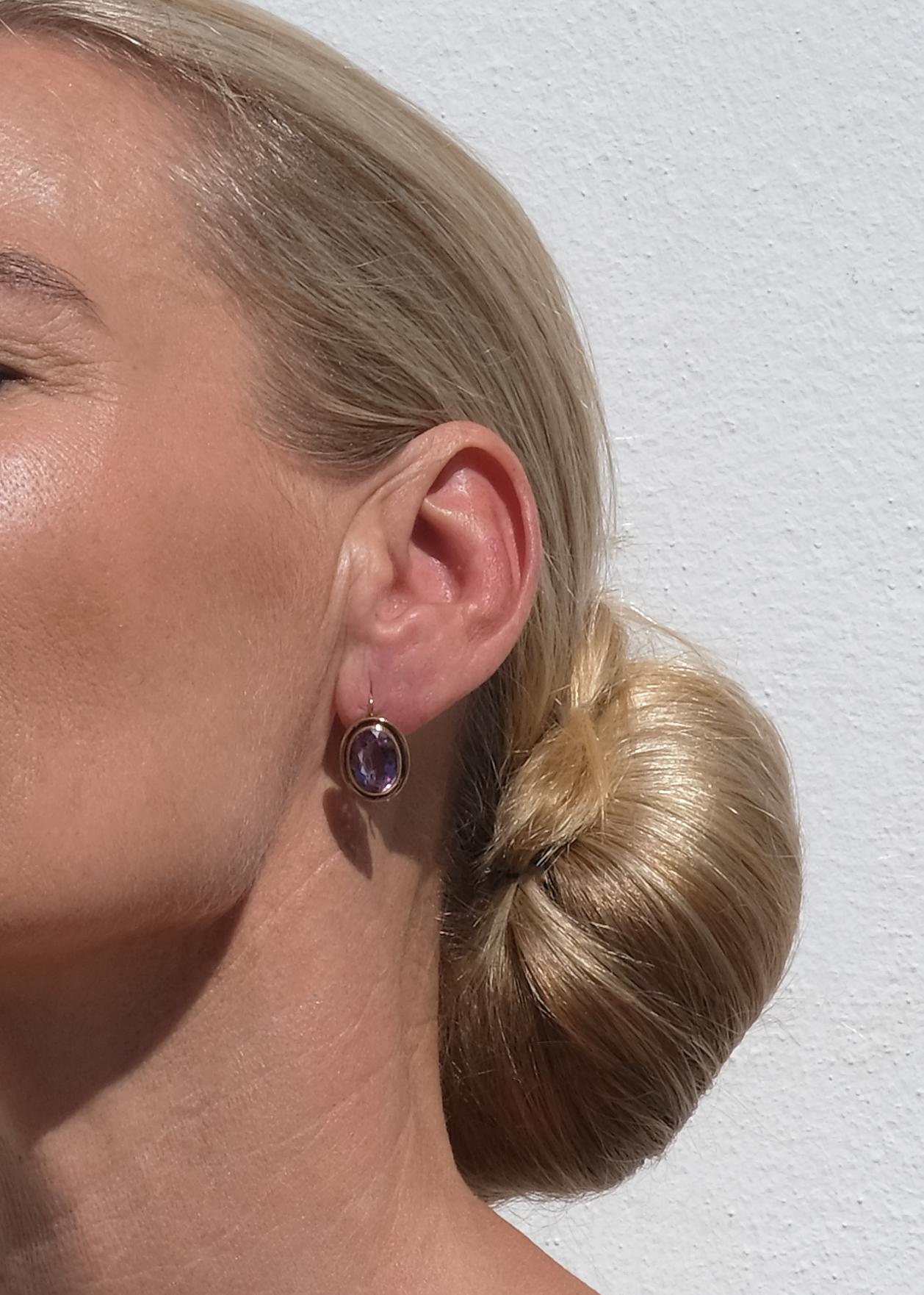 Vintage 18K Gold and Amethyst Earrings by Alexander Tillander Made 1955 For Sale 3