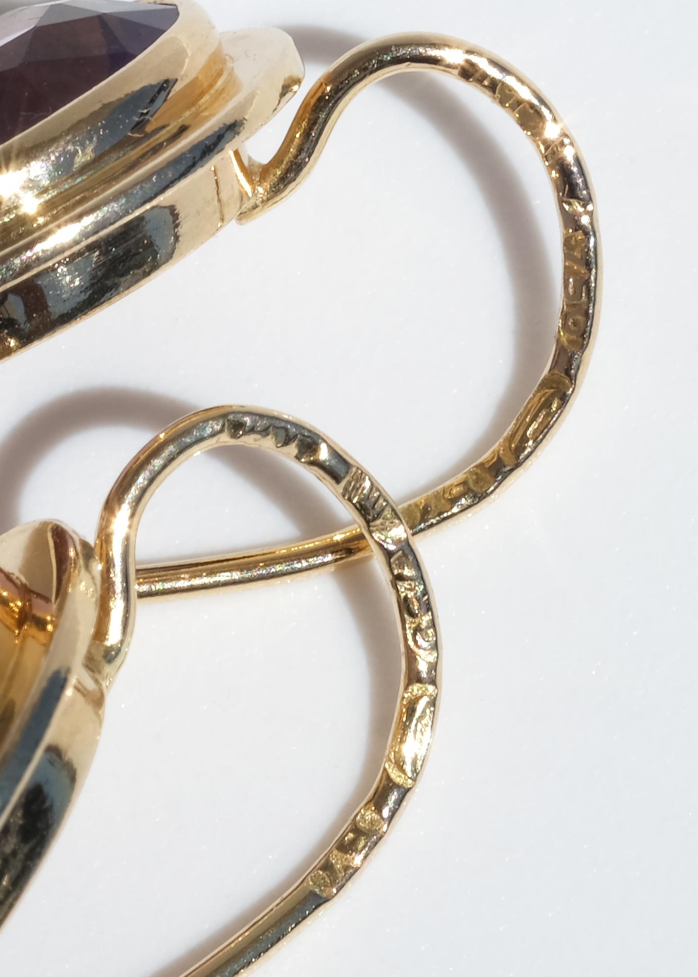 Vintage 18K Gold and Amethyst Earrings by Alexander Tillander Made 1955 For Sale 4