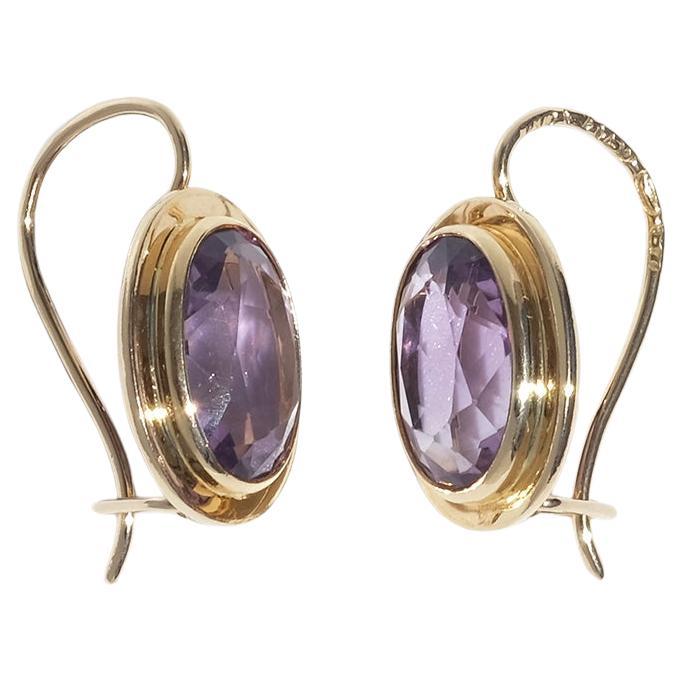 Vintage 18K Gold and Amethyst Earrings by Alexander Tillander Made 1955 For Sale