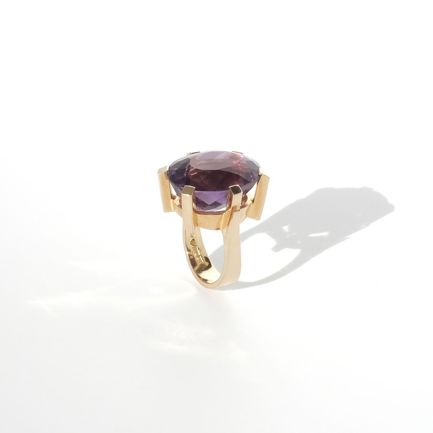 Vintage 18K Gold und Amethyst Ring von schwedischen Meister Ge-Kå Rolf Kaplan Made 1976 im Angebot 3