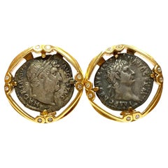 Orecchini con monete bizantine e oro 18 carati vintage