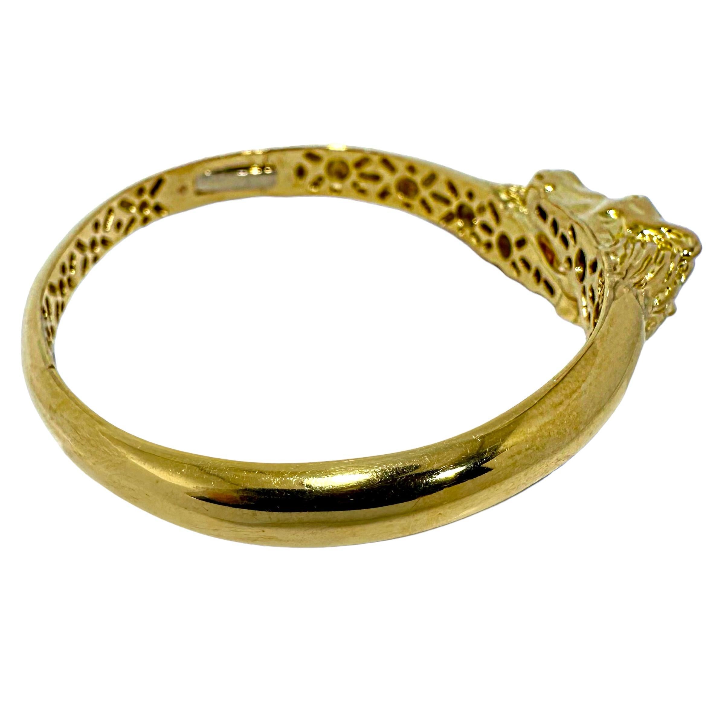 Women's Vintage 18k Gold and Diamond Equestrian Bypass Bangle Bracelet  For Sale