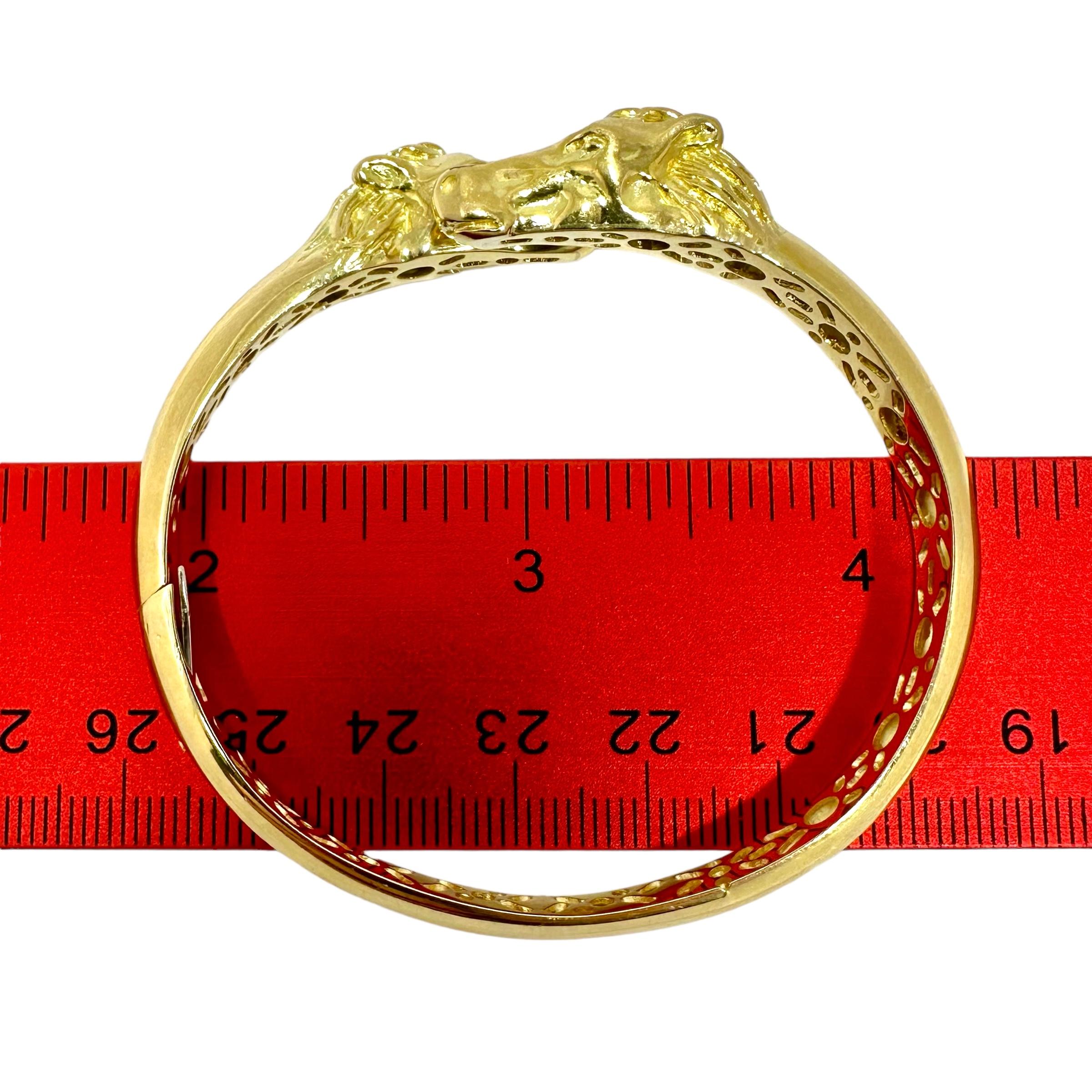 Vintage 18k Gold and Diamond Equestrian Bypass Bangle Bracelet  For Sale 2