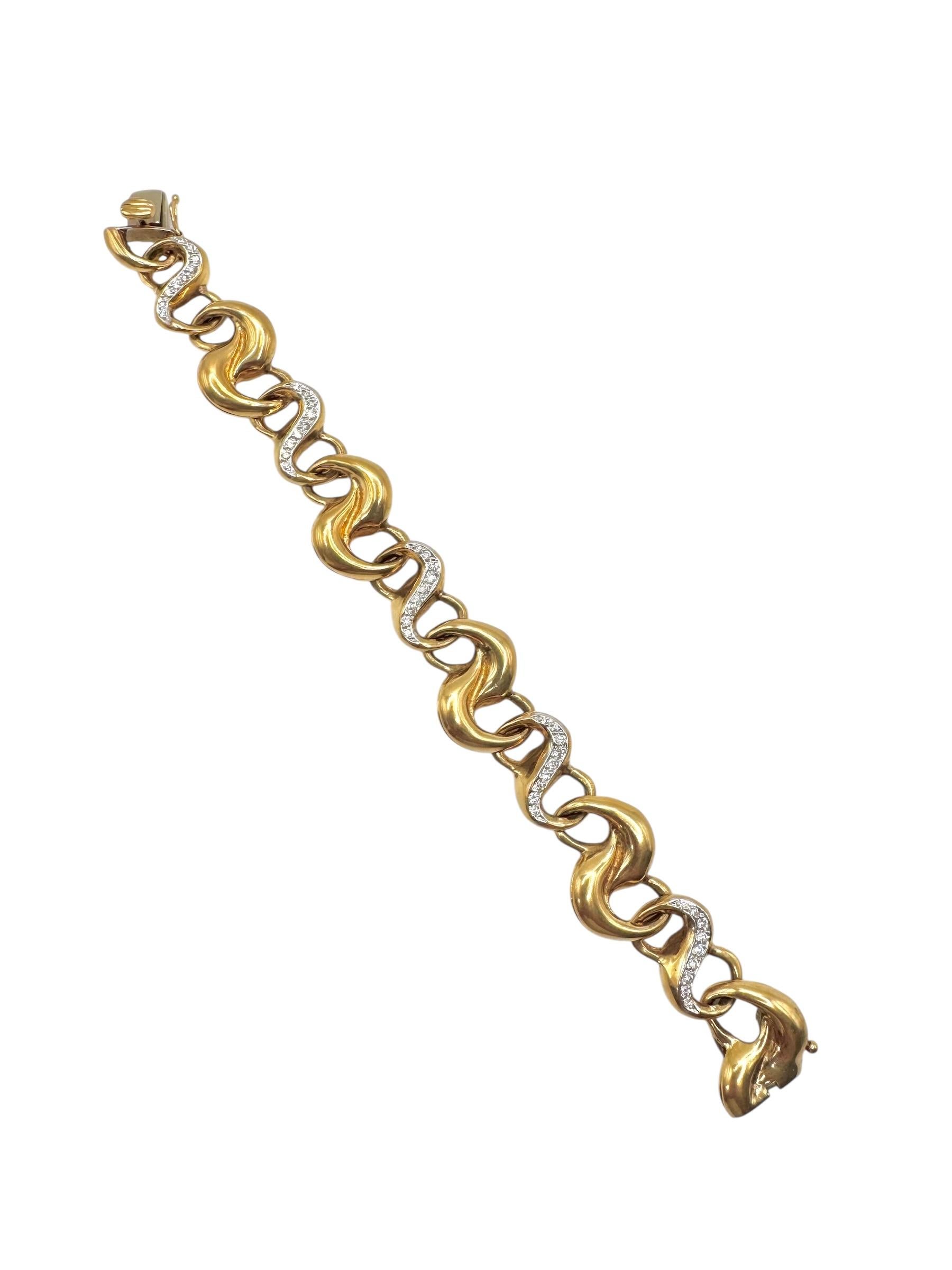 Taglio brillante Set di collane e bracciali a nastro in oro 18 carati e diamanti d'epoca in vendita