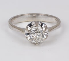 Vintage 18 Karat Gold and Diamond Solitaire Ring, 1950s-1960s