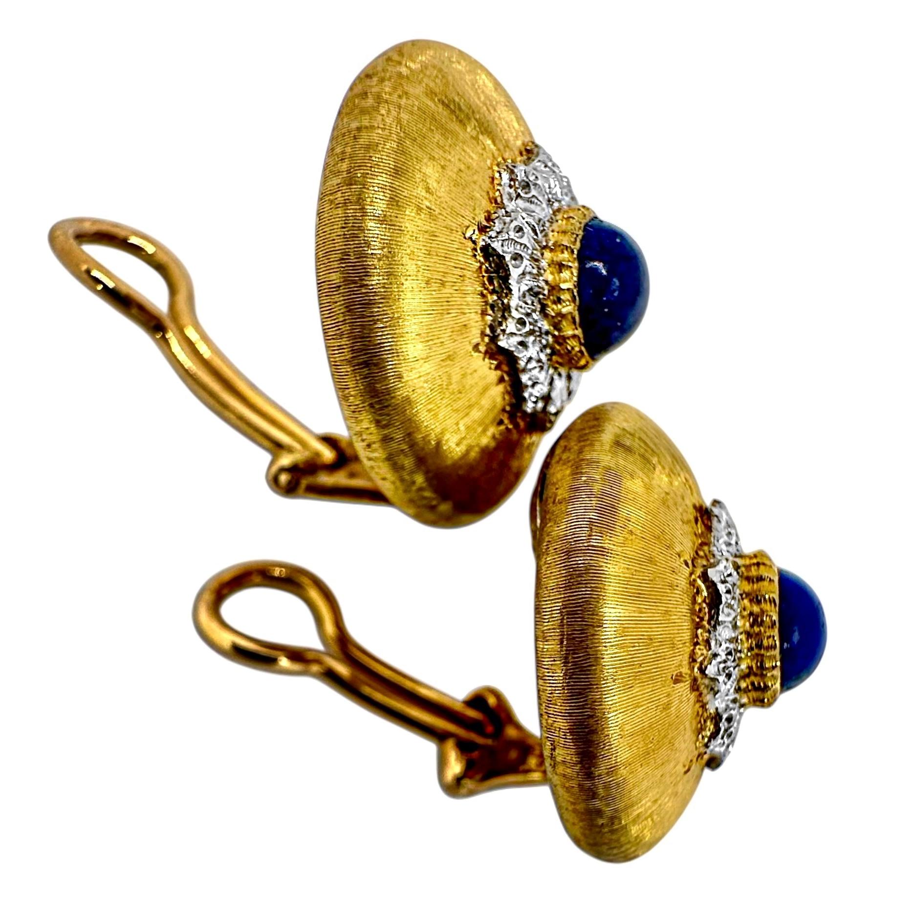 Women's Vintage 18K Gold and Lapis-Lazuli Dome Earrings by Mario Buccellati For Sale