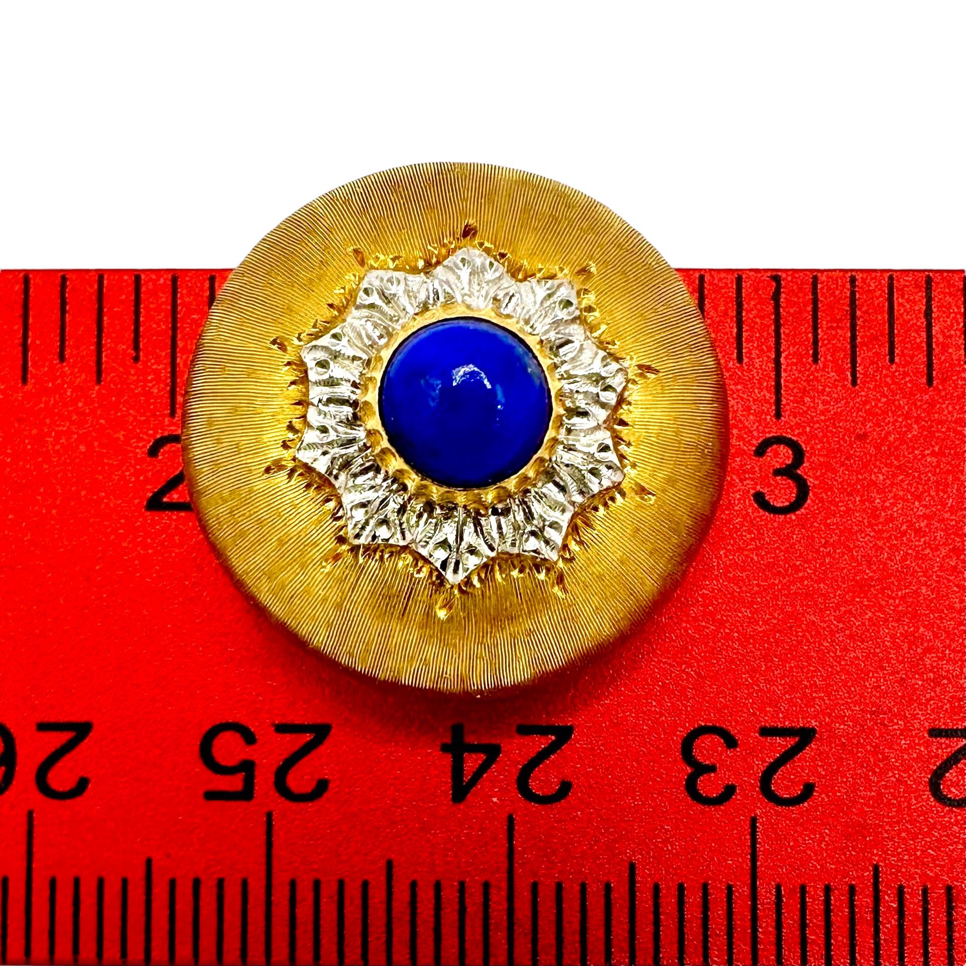 Vintage 18K Gold and Lapis-Lazuli Dome Earrings by Mario Buccellati For Sale 3