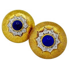 Vintage 18K Gold and Lapis-Lazuli Dome Earrings by Mario Buccellati