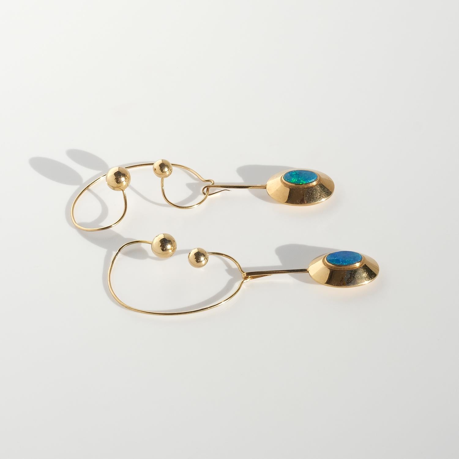 Orecchini pendenti d'epoca in oro 18 carati e opale di Sigurd Persson del 1967 in vendita 1