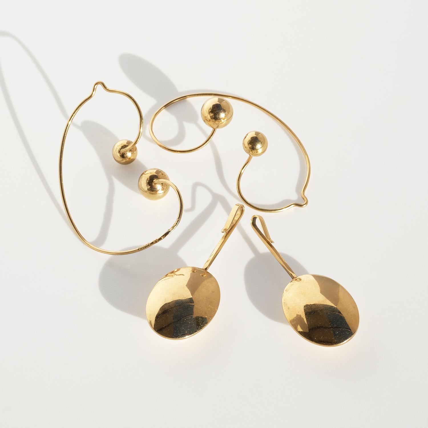 Orecchini pendenti d'epoca in oro 18 carati e opale di Sigurd Persson del 1967 in vendita 3