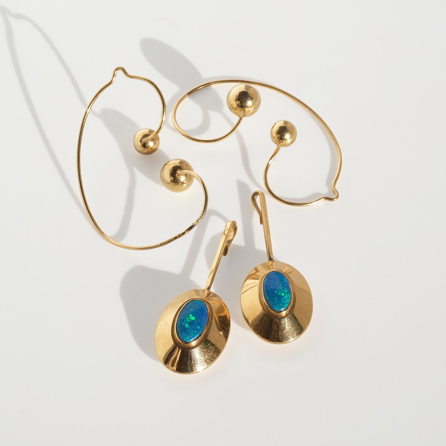 Orecchini pendenti d'epoca in oro 18 carati e opale di Sigurd Persson del 1967 in vendita 4