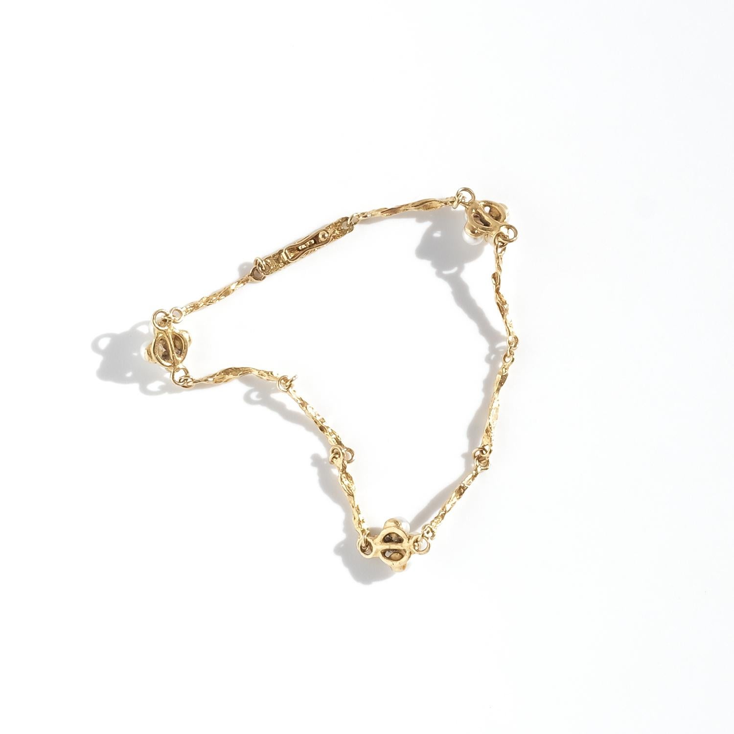 Vintage 18K Gold und Perlen Armband von Lapponia Made 2000 für Damen oder Herren