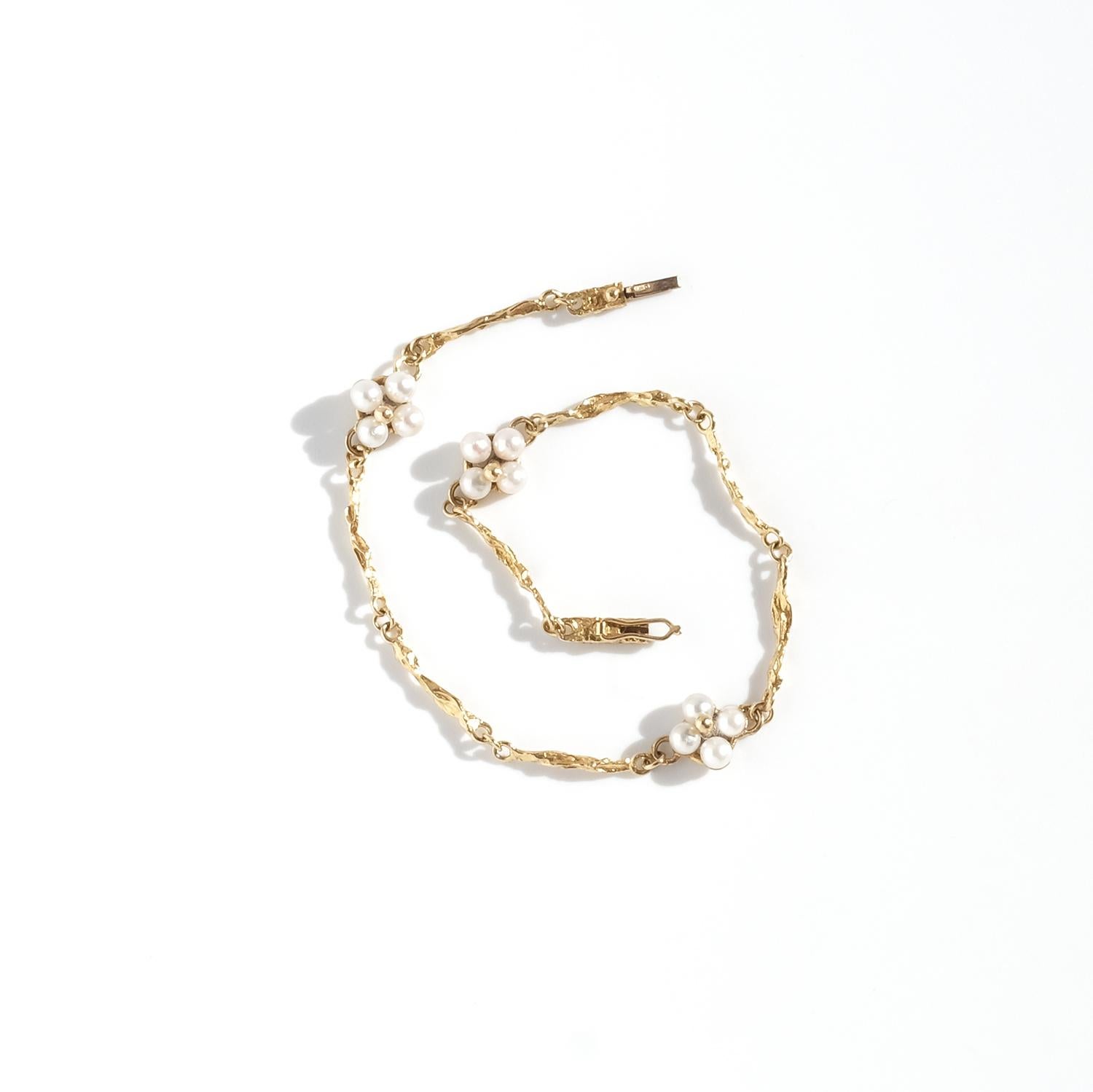 Vintage 18K Gold und Perlen Armband von Lapponia Made 2000 1