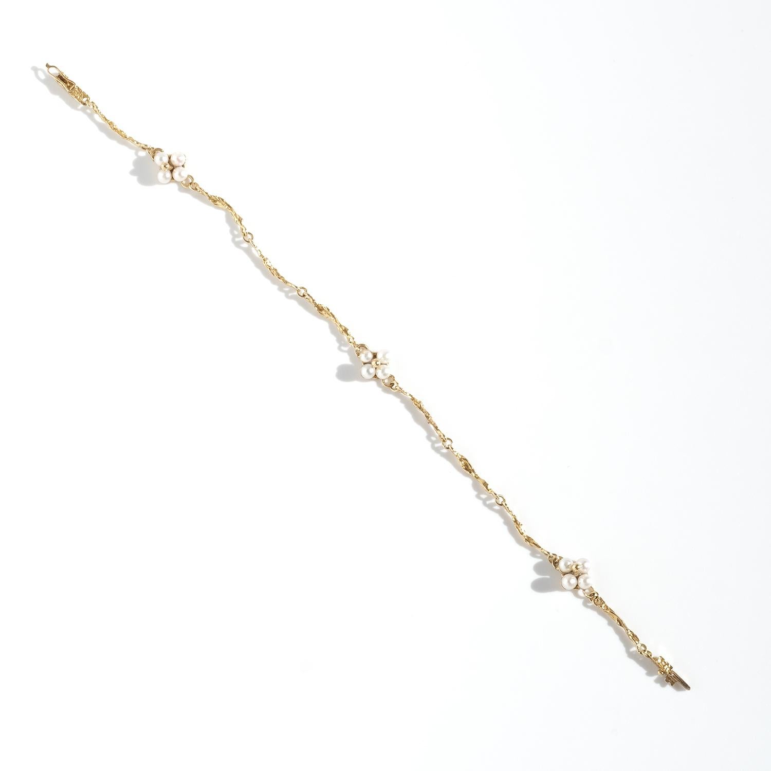 Vintage 18K Gold und Perlen Armband von Lapponia Made 2000 2