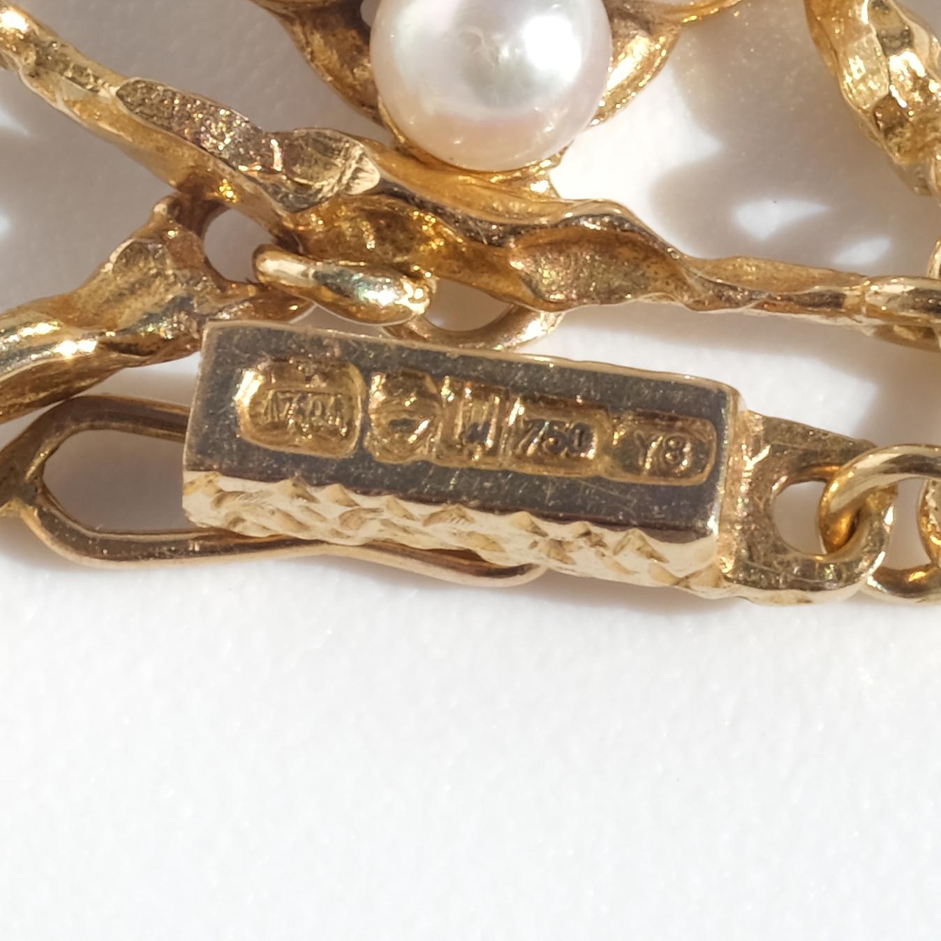 Vintage 18K Gold und Perlen Armband von Lapponia Made 2000 4