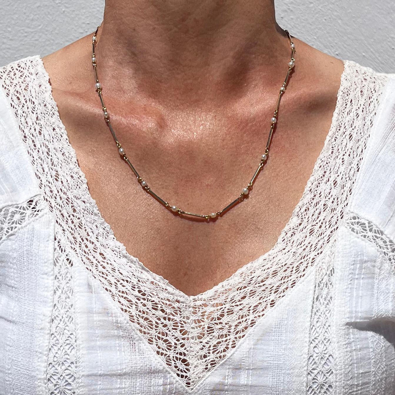 Vintage-Halskette aus 18 Karat Gold und Perlen von Master Rey urban, hergestellt 1977 im Angebot 5