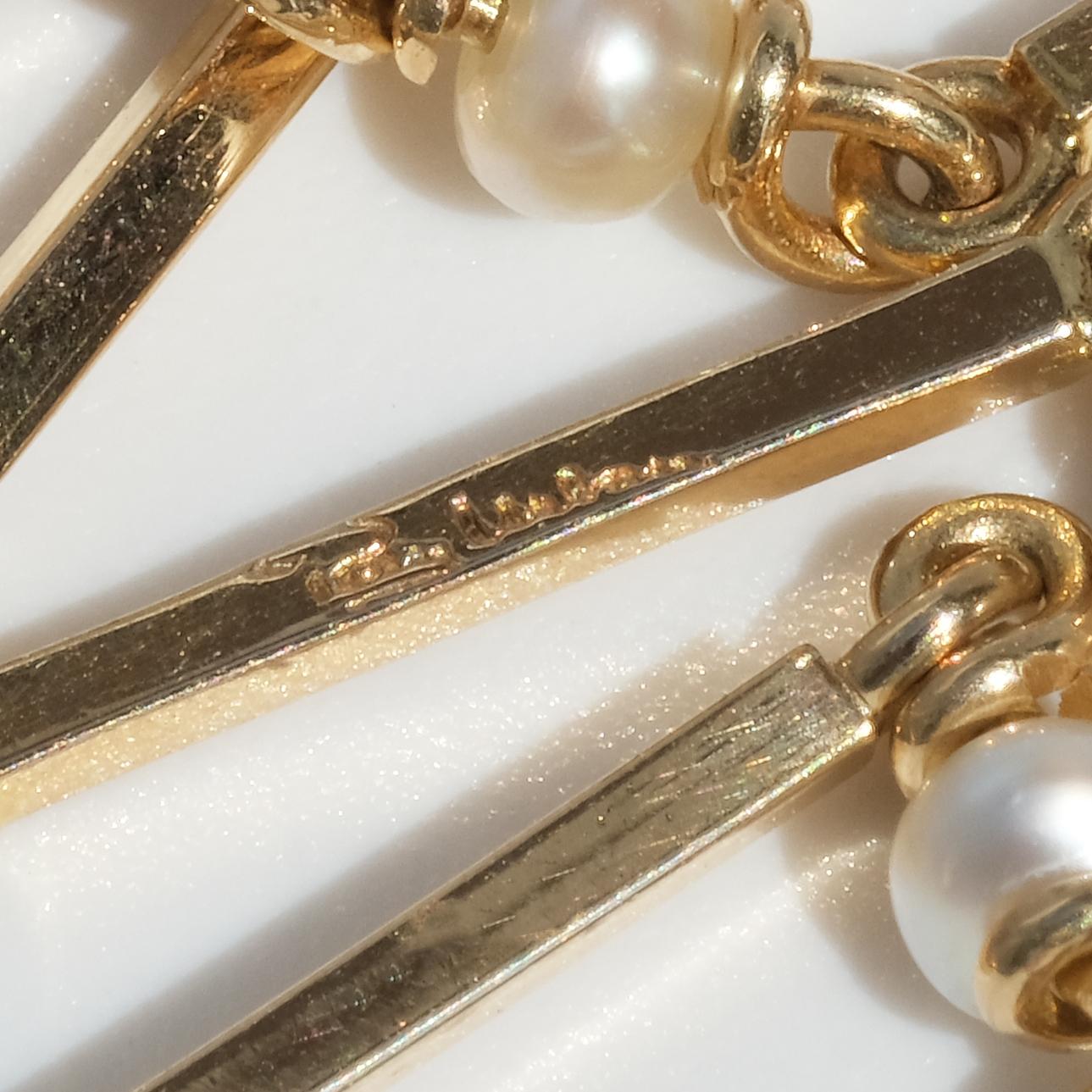 Vintage-Halskette aus 18 Karat Gold und Perlen von Master Rey urban, hergestellt 1977 im Angebot 1