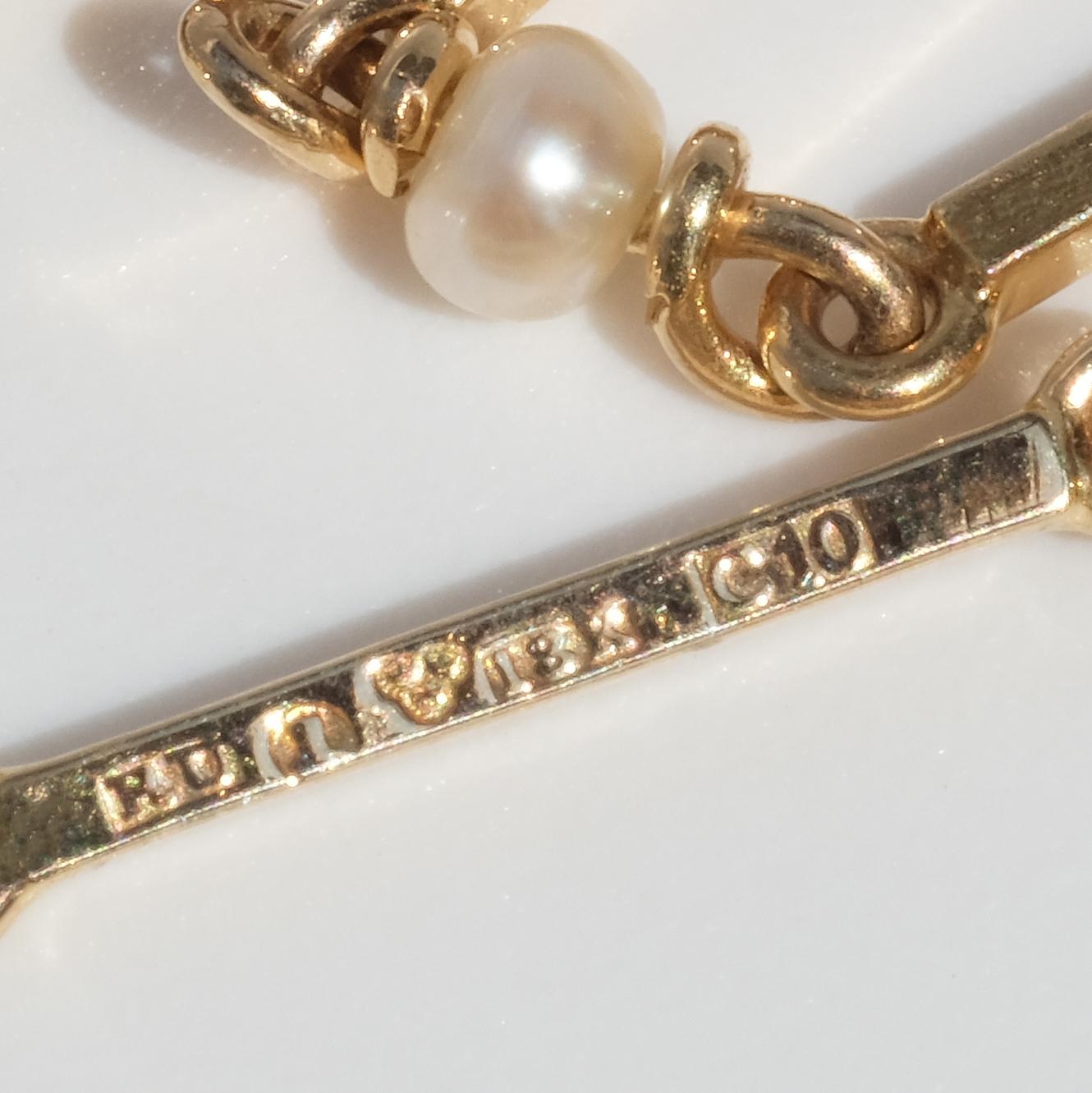 Vintage-Halskette aus 18 Karat Gold und Perlen von Master Rey urban, hergestellt 1977 im Angebot 2