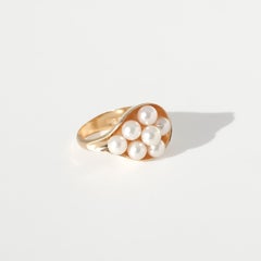 Vintage 18K Gold and Pearl Ring by Bo Almen, 1970s