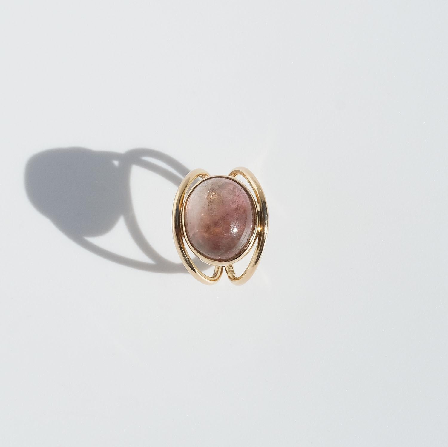 Vintage 18k Gold and Pink Tourmaline Ring by Swedish Master Rey Urban Year 1961 For Sale 2