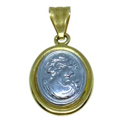 Vintage 18K Gold and Platinum Cameo Pendant