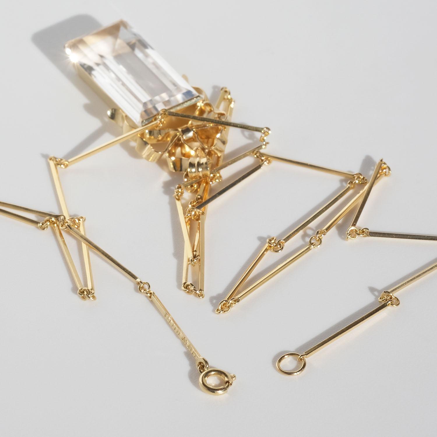 Vintage 18k Gold und Bergkristall Halskette von Ateljé Stigbert aus den 1940er Jahren (Carréeschliff) im Angebot