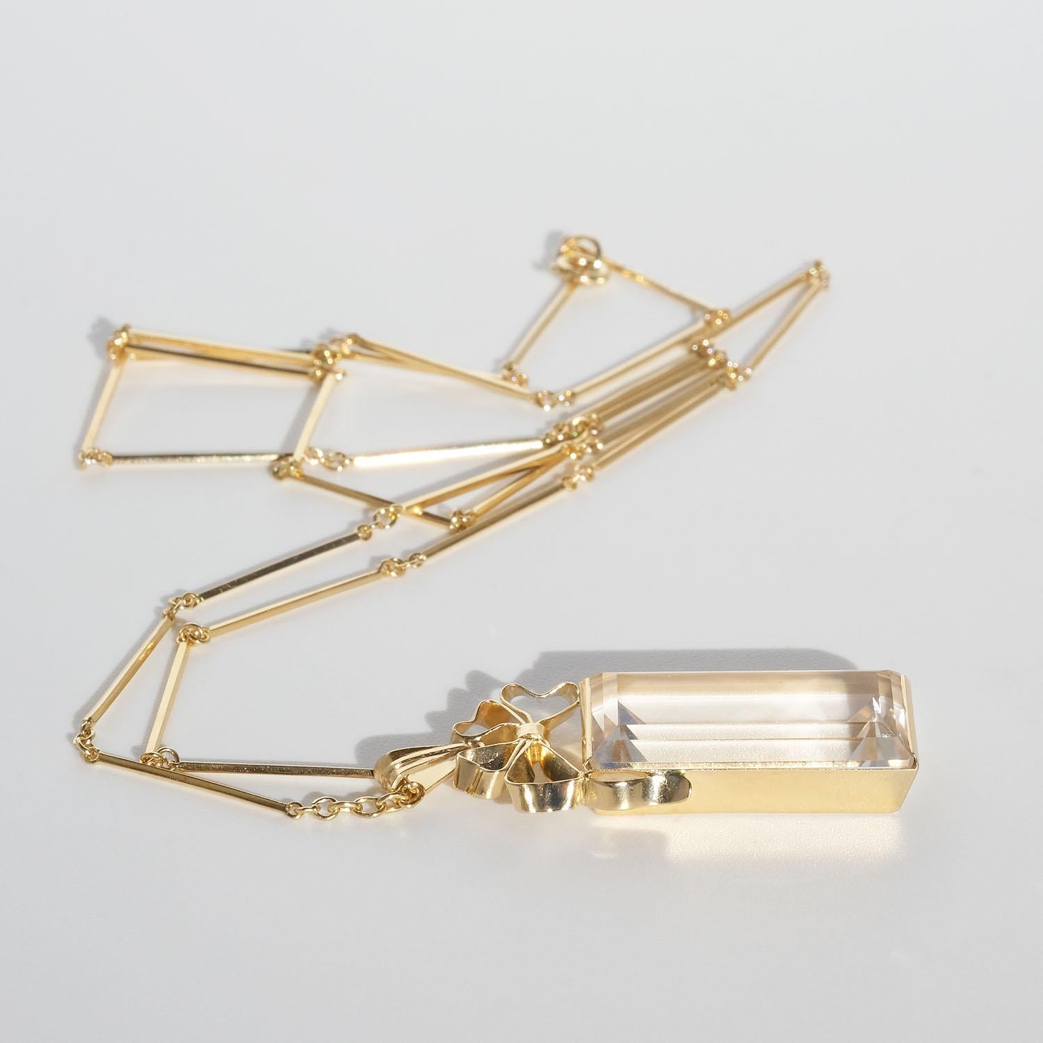 Vintage 18k Gold und Bergkristall Halskette von Ateljé Stigbert aus den 1940er Jahren im Angebot 3